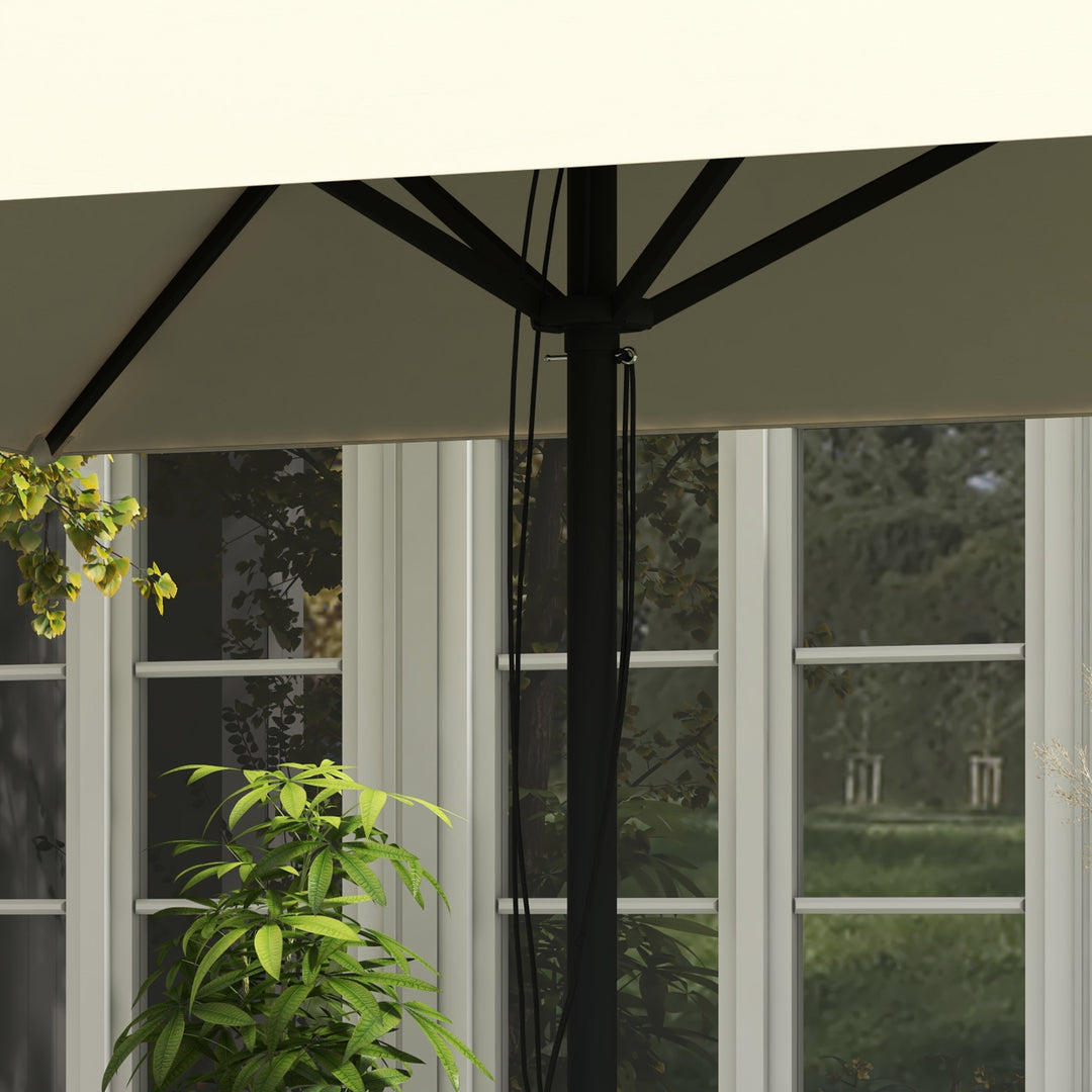 215cm Square Canopy Parasol, with Contrast Piping - Beige/Brown