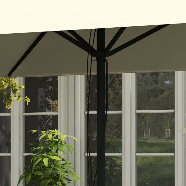 215cm Square Canopy Parasol, with Contrast Piping - Beige/Brown