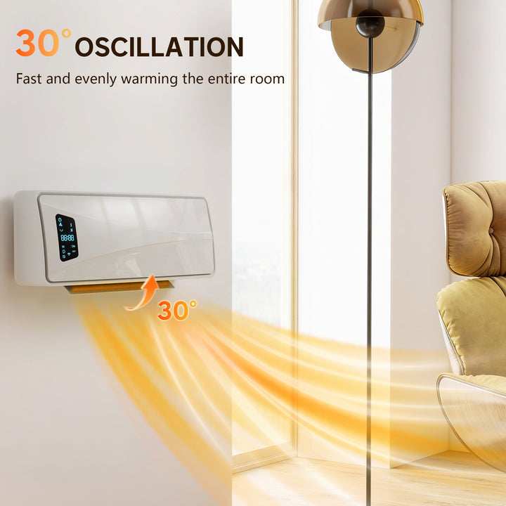 2000W Ceramic Electric Heater with Fan, Adjustable Thermostat, Wall Mo