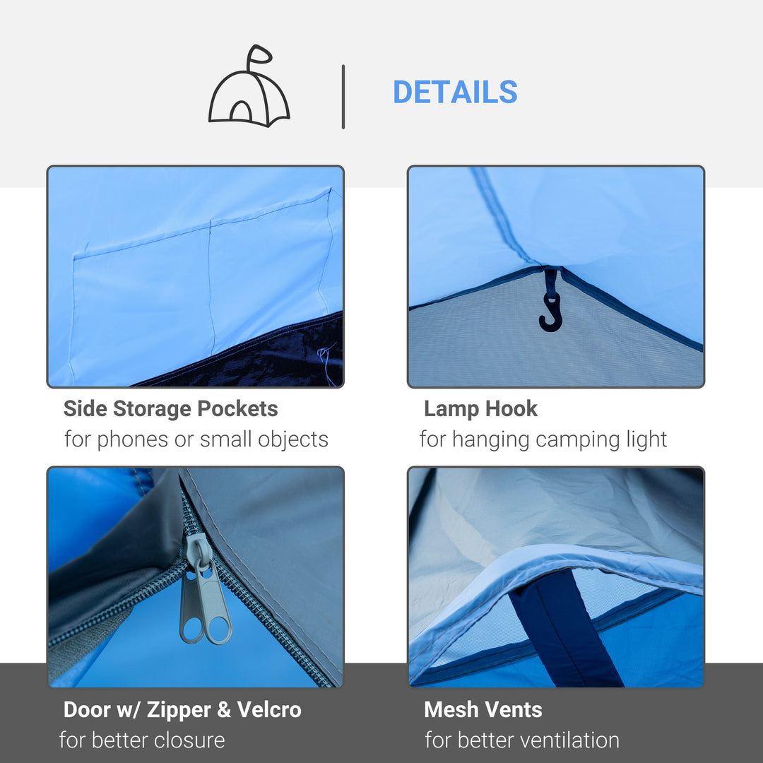 2 Room Tent with Vestibule, Weather-Resistant Camping Tent with Air Vents for Fishing Hiking, Sky Blue