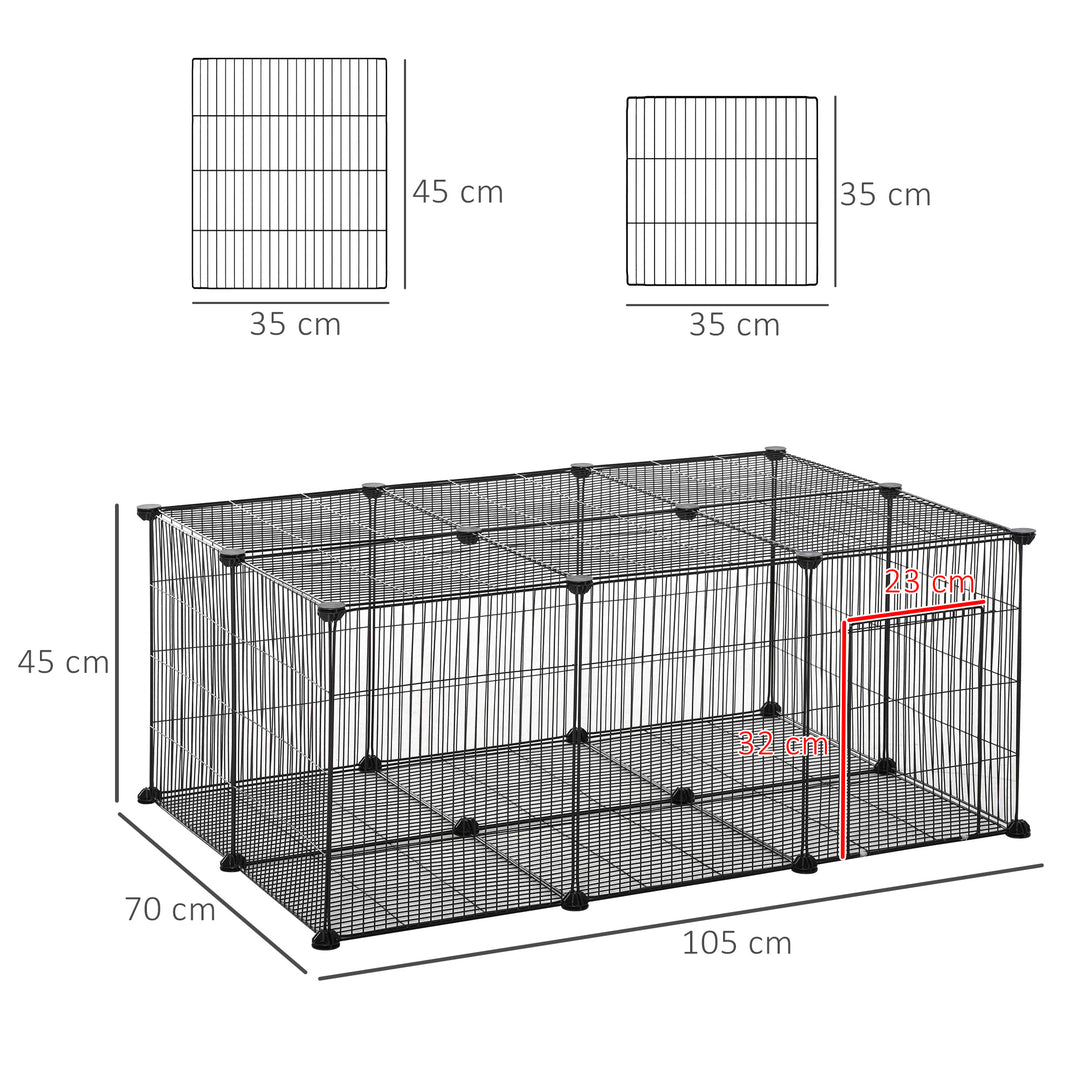 PawHut DIY Pet Playpen, Small Animal Metal Cage with Door, 22 Pieces, for Bunny, Chinchilla, Hedgehog, Guinea Pig | Aosom UK