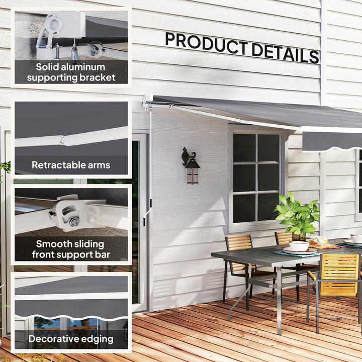 2 x 2.5m Manual Retractable Awning - Dark Grey