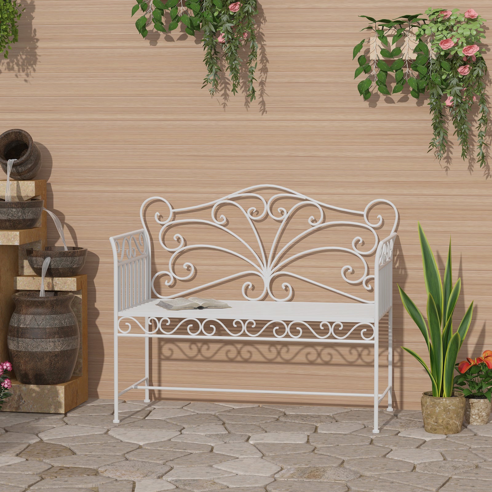 Heavy-Duty Garden Bench-White