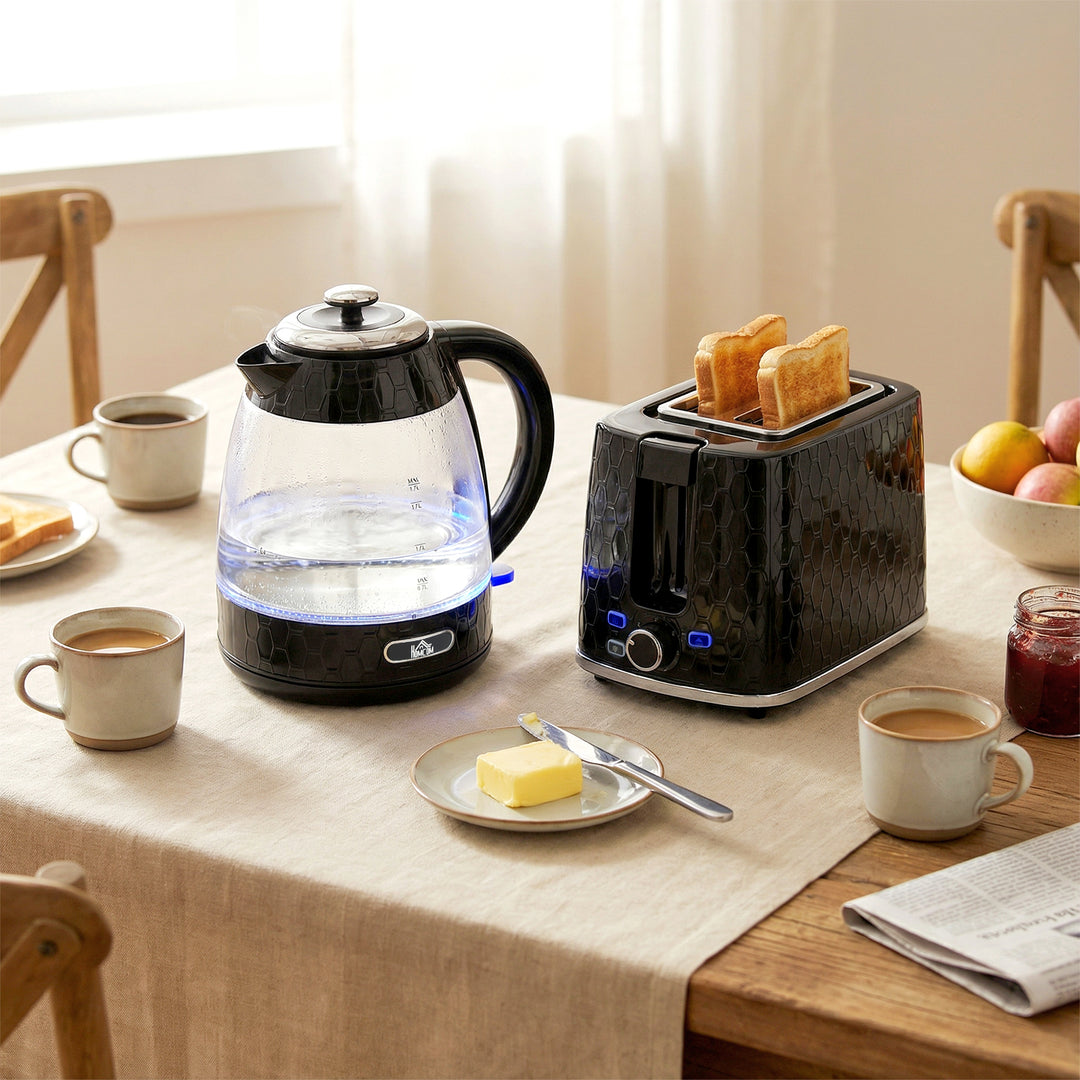Kettle and Toaster Set, 1.7L 3000W Rapid Kettle with Limescale Filter, 2 Slice Toaster with 7 Browning Controls