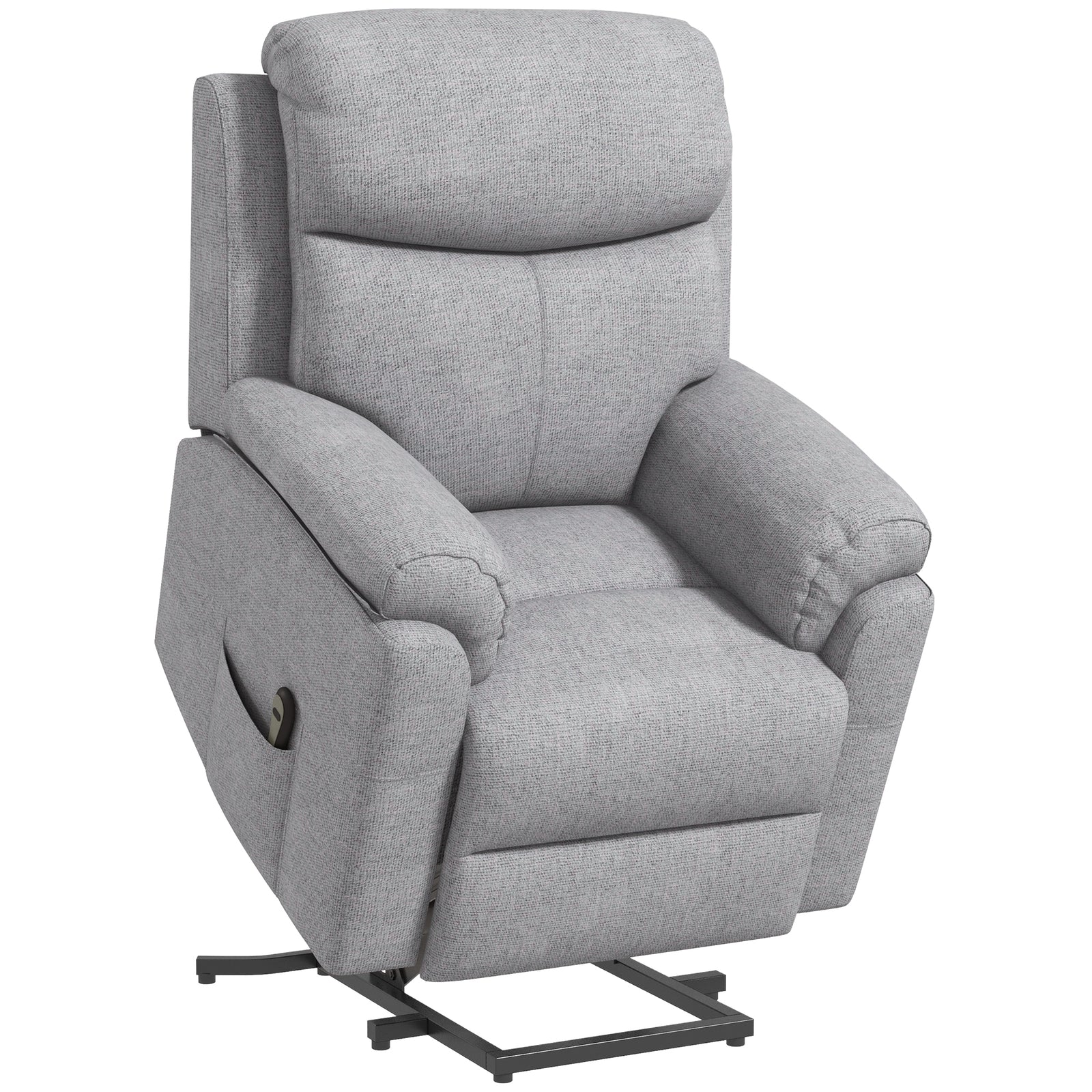 Power Lift Recliner Chair, Electric Lift Chair for Elderly, Overstuffed Linen Fabric Riser and Reclining Armchair with Remote Control, Side Pockets, for Living Room, Grey