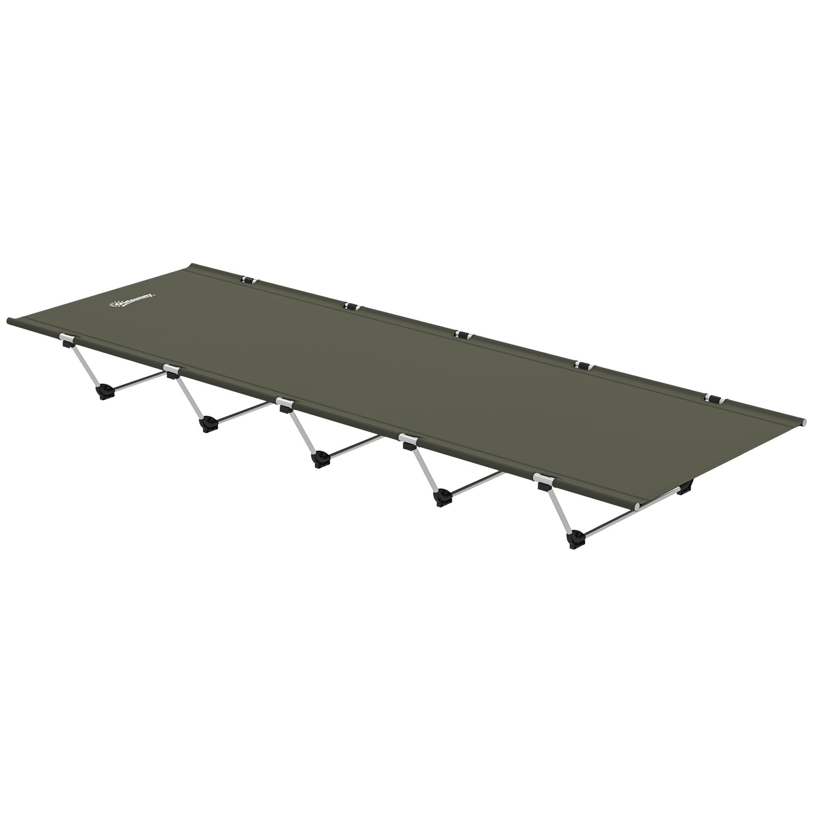 Lightweight Camping Bed, Aluminium Portable Camp Cot w/ Strong Support 150kg and Carry Bag for Camping, Dark Green
