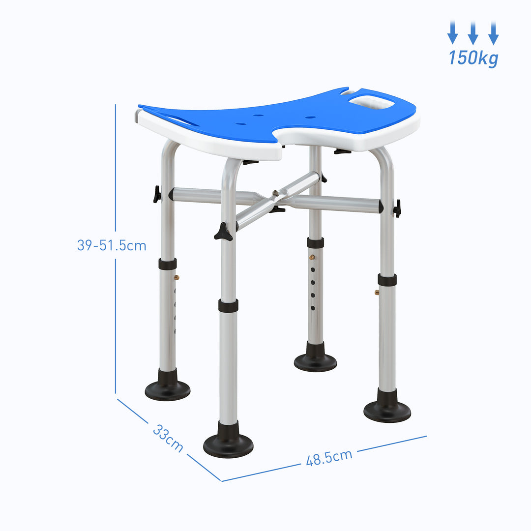 39-51.5cm 'U' Seat Padded Shower Stool - Dark Blue