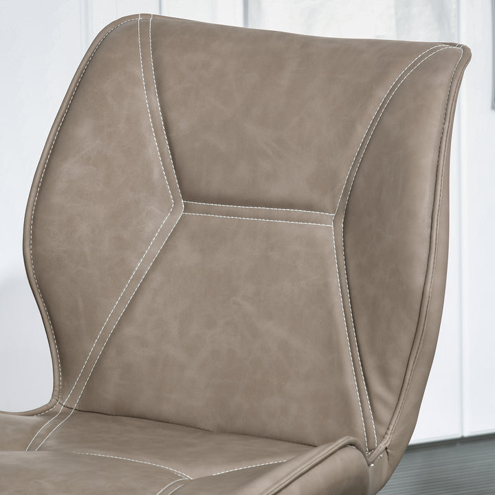 Set of 4 Contrast Stitched PU Leather Racing-Style Dining Chairs Accent Seat w/ Steel Legs Ergonomic Back Padding Home Living Room Brown