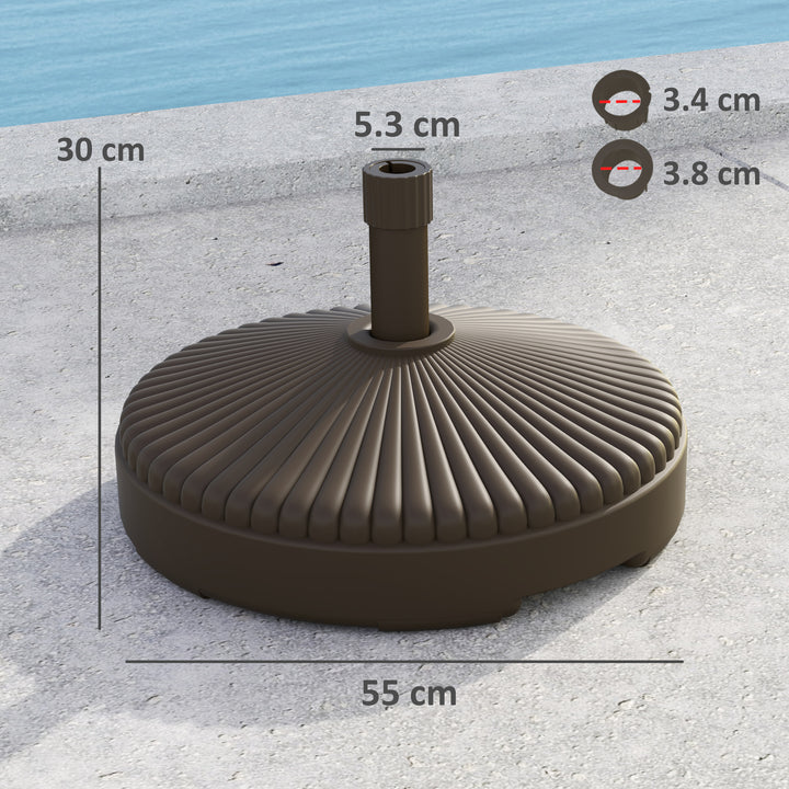 Garden Parasol Base Holder, 28kg Sand Filled, 23kg Water Filled, Sun Umbrella Base Outdoor Umbrella Stand Weight, Brown