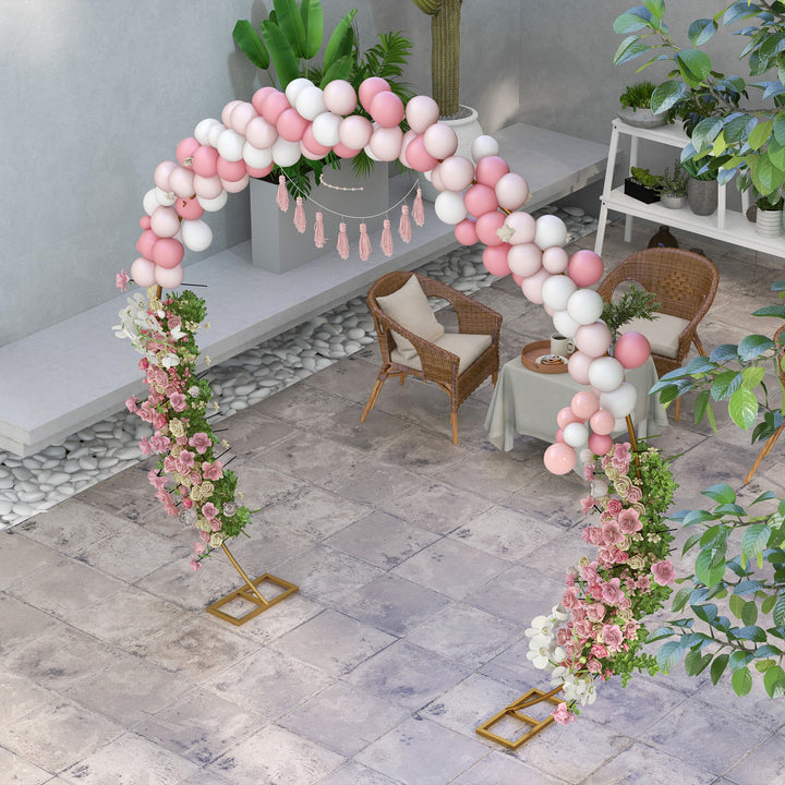 280cm Gold Backdrop Stand, Round Metal Wedding Arch for Birthday Party