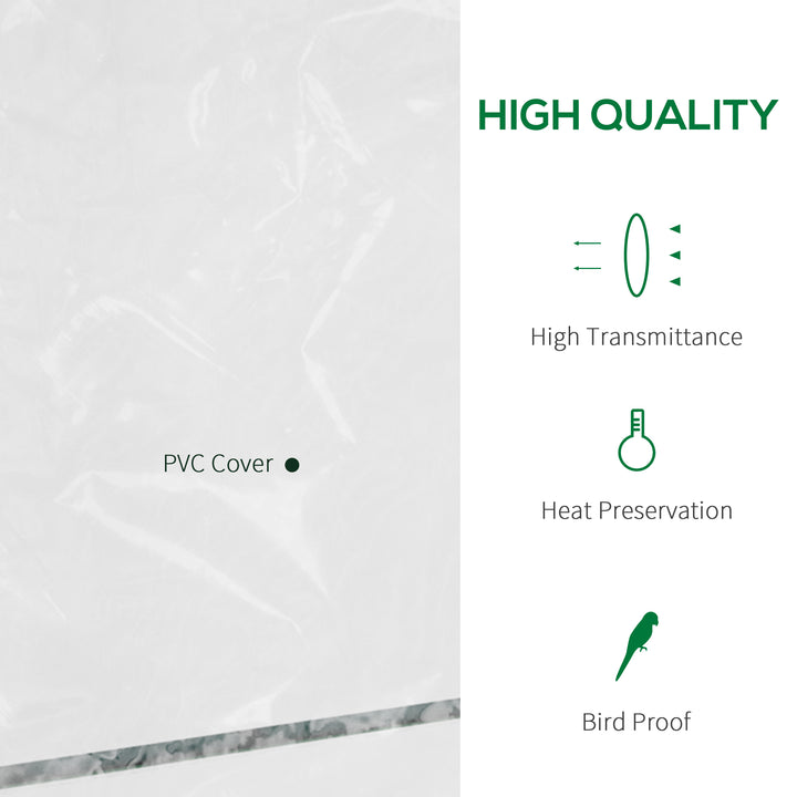 MCL Walk in Greenhouse with 4-Tier 8 Shelves, Green House with Hemmed Cover, Roll-up Zipped Door, Steel Frame, 143 x 73 x 195cm