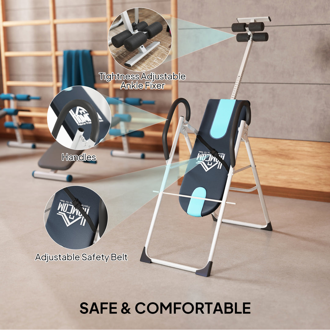 MCL Foldable Gravity Inversion Table Back Therapy Home Fitness Bench Black