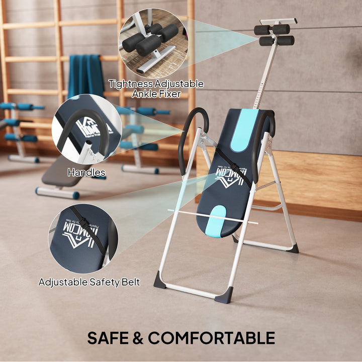 MCL Foldable Gravity Inversion Table Back Therapy Home Fitness Bench Black