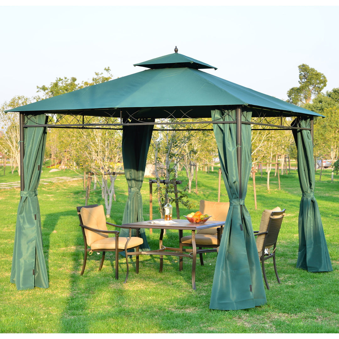 Outsunny 3(m) x 3(m) Metal Garden Gazebo Marquee Party Tent Patio Canopy Pavilion + Sidewalls