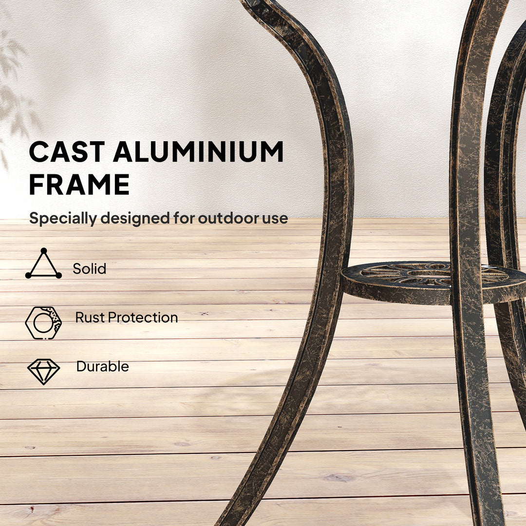 Outdoor Bistro Set for 2 Cast Aluminium Patio Furniture with Round Tab