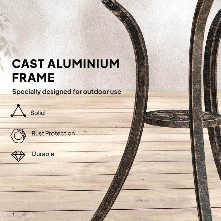 Outdoor Bistro Set for 2 Cast Aluminium Patio Furniture with Round Tab