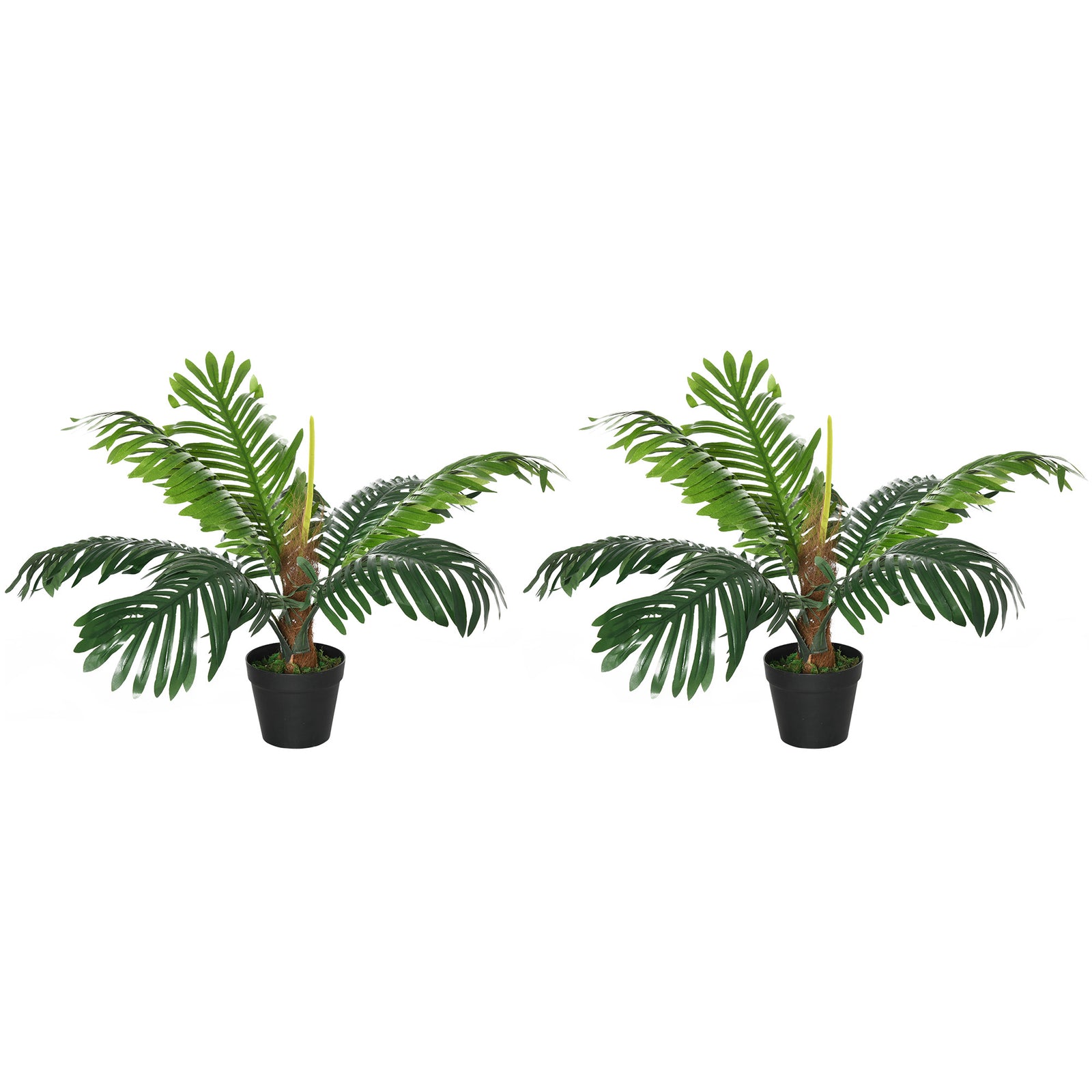 2 Pack 60cm Artificial Palm Tree Decorative Plant with Nursery Pot, Fake Tropical Tree for Indoor Outdoor Décor