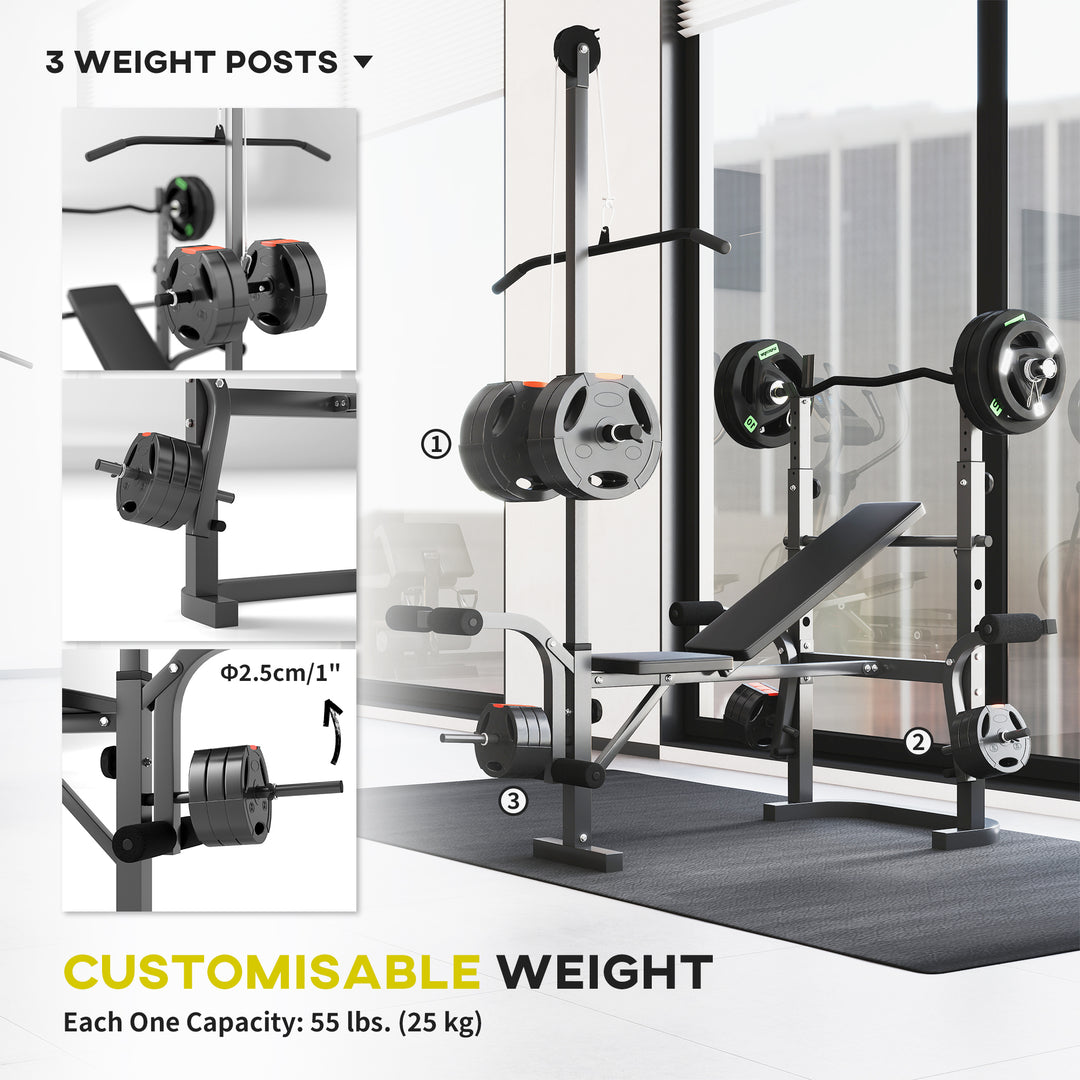 SPORTNOW Multi-Exercise Adjustable Weight Bench with Bench Press Rack