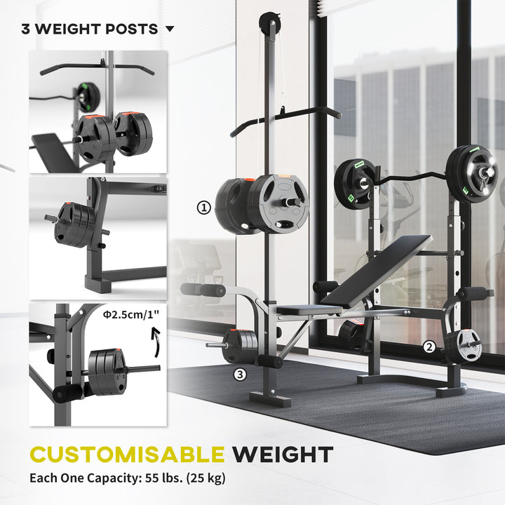 SPORTNOW Multi-Exercise Adjustable Weight Bench with Bench Press Rack