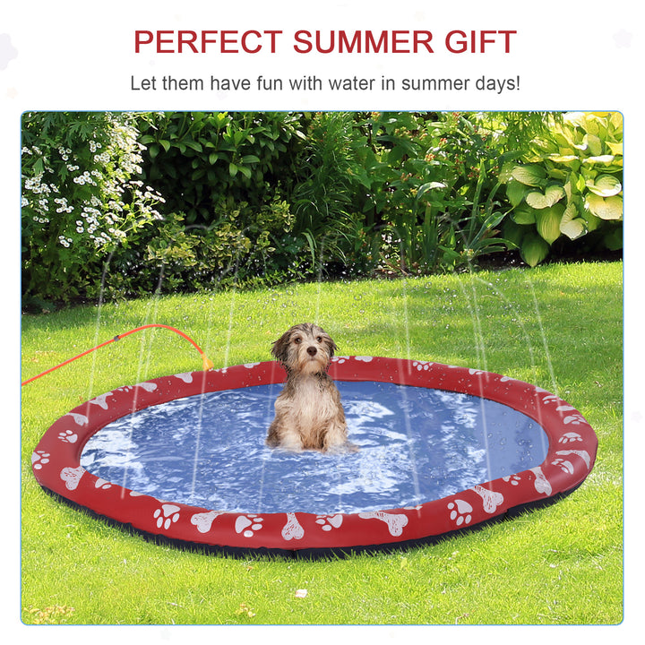 PawHut 150cm Splash Pad Sprinkler for Pets Dog Bath Pool Water Game Mat Toy Non-slip Outdoor Backyard Red | Aosom UK