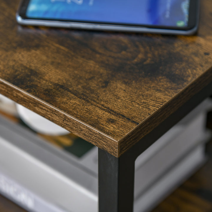 MCL Industrial Side Table with Drawer, Sofa Table, Bedside Cabinet with Storage Shelf, Slim Nightstand for Living Room, Bedroom, Rustic Brown