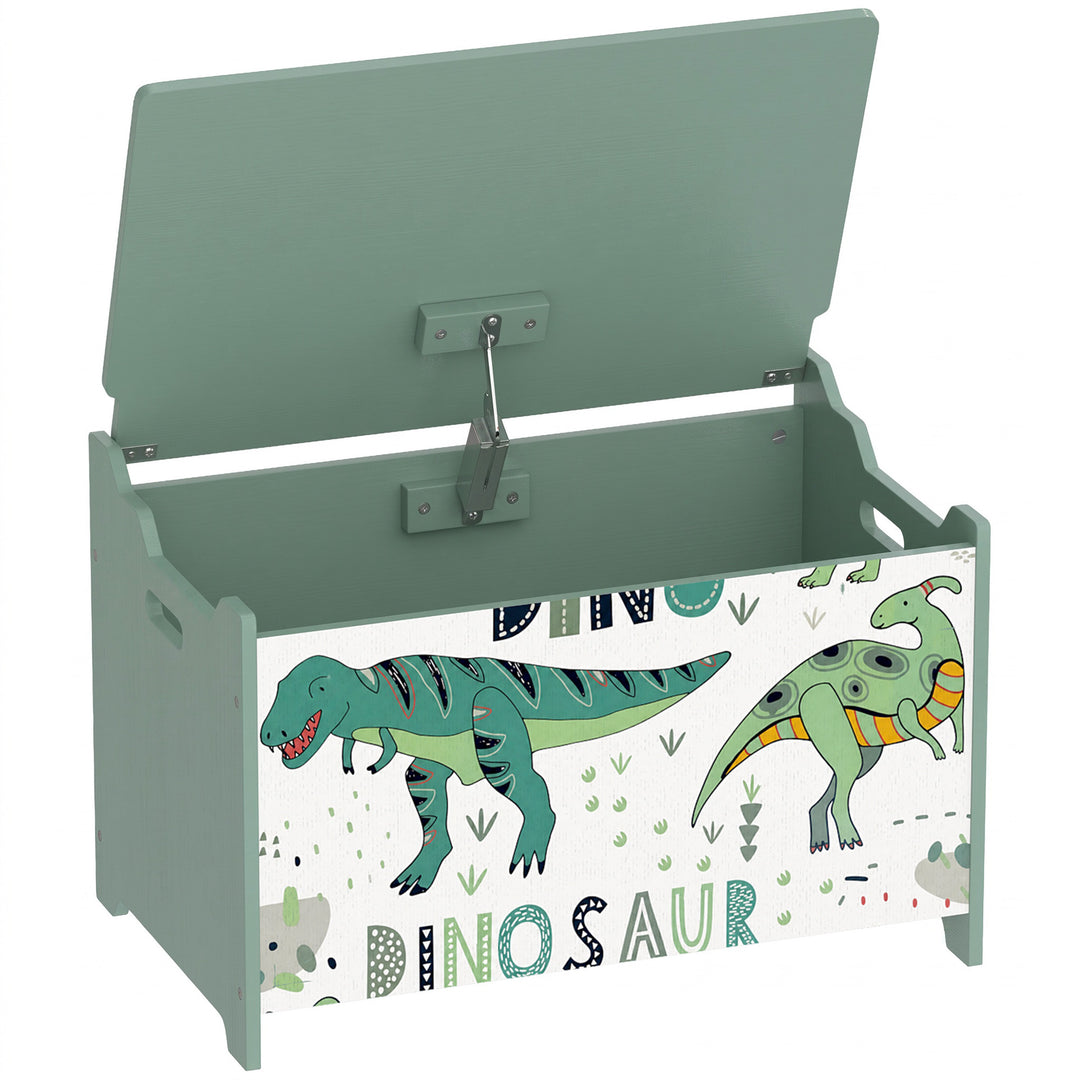 Storage Chest, Wooden Toy Chest with Lid, Flip-Top, Security Hinges - Green