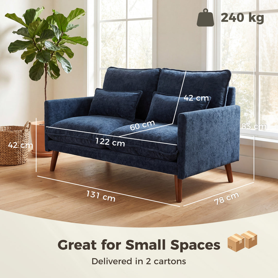 2 Seater Sofa, Loveseat Sofa with Spring Cushions, Wide and Deep Seat,