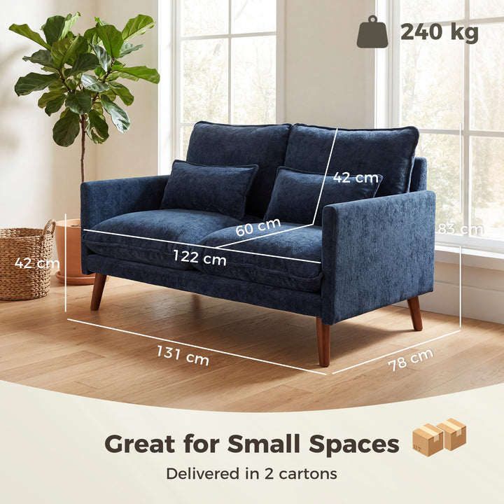 2 Seater Sofa, Loveseat Sofa with Spring Cushions, Wide and Deep Seat,