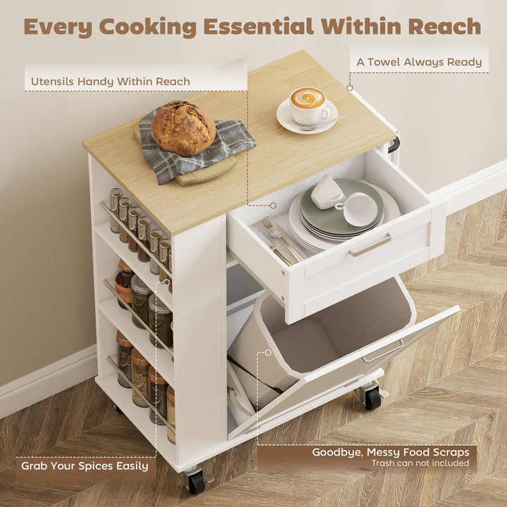Kitchen Storage Trolley on Wheels, Rolling Kitchen Island with 2 - view 4