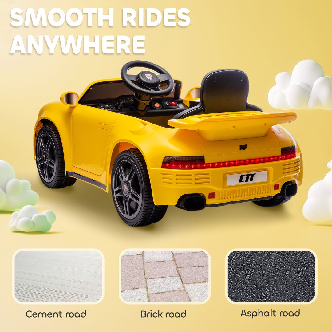 AIYAPLAY Licensed RUF CTR 2017-Yellowbird Electric Car for Kids, with Remote Control, Soft Start, MP3 Player, LED Lights, Yellow