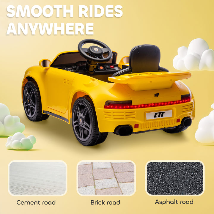 AIYAPLAY Licensed RUF CTR 2017-Yellowbird Electric Car for Kids, with Remote Control, Soft Start, MP3 Player, LED Lights, Yellow
