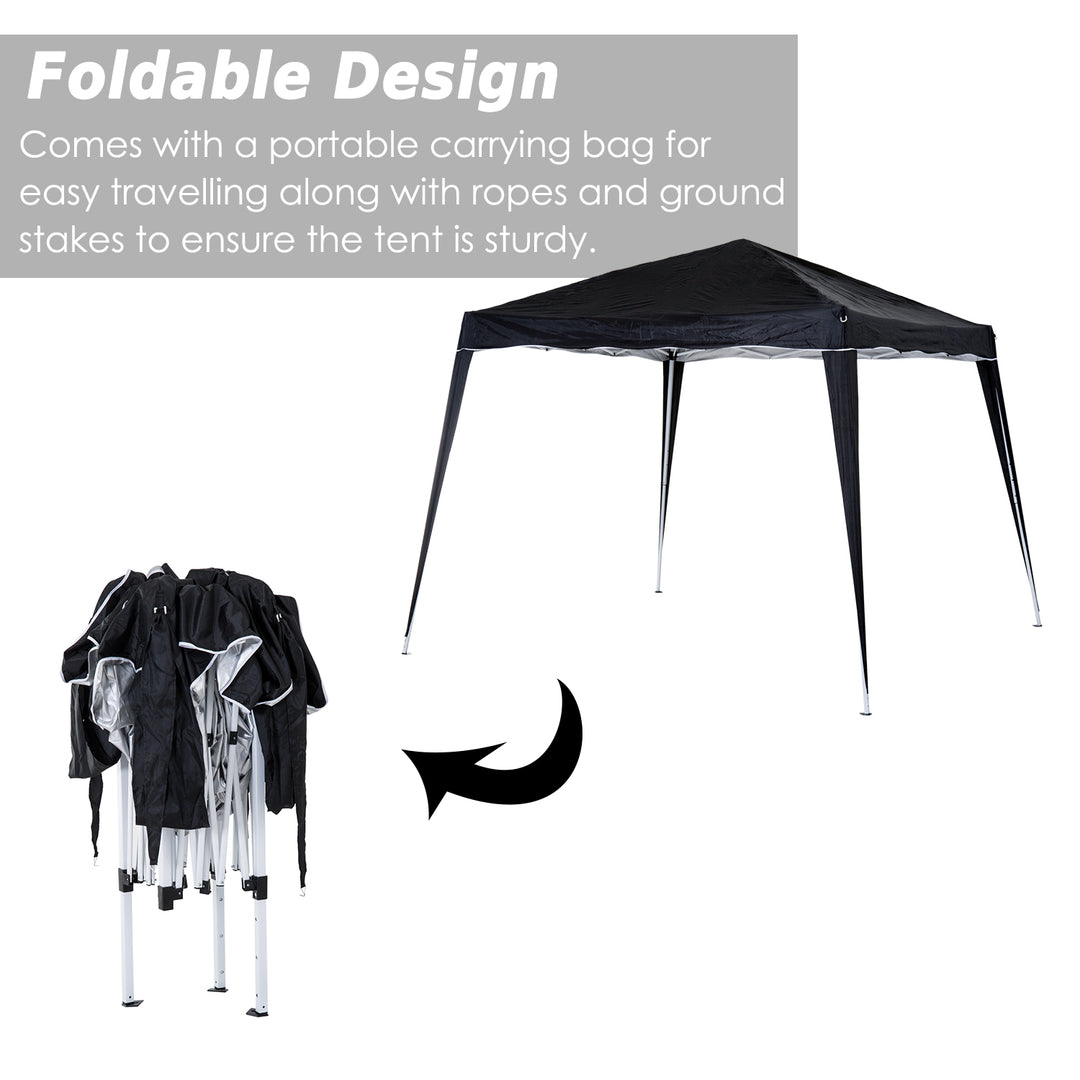 3 M x 3 M Base/ 2.5 M x 2.5 M Top Pop Up Gazebo with Carry Bag, Height Adjustable Slant Leg Party Tent Instant Event Shelter for Garden, Patio, Black