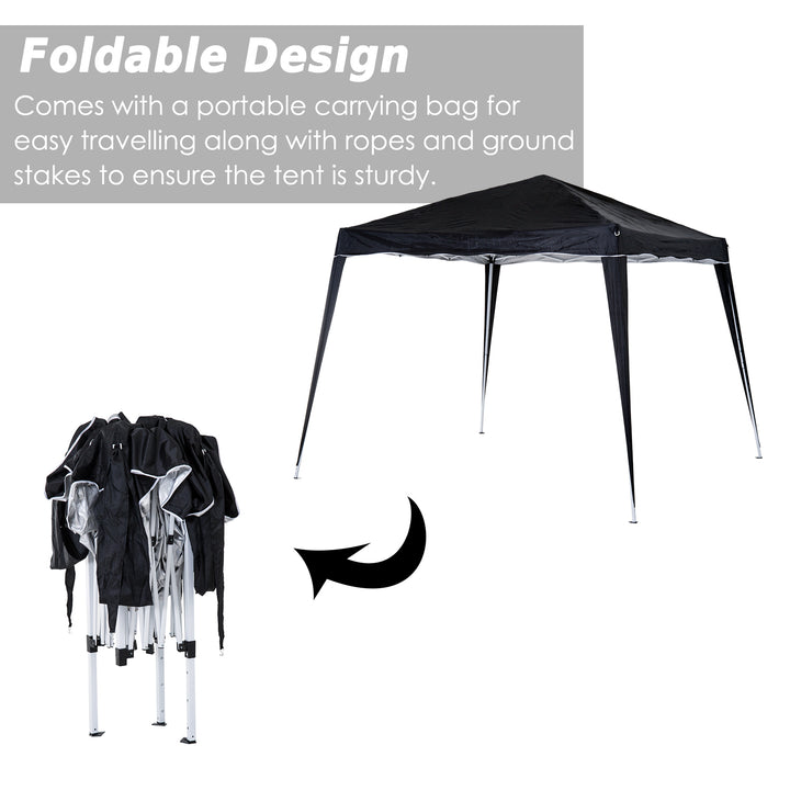 3 M x 3 M Base/ 2.5 M x 2.5 M Top Pop Up Gazebo with Carry Bag, Height Adjustable Slant Leg Party Tent Instant Event Shelter for Garden, Patio, Black