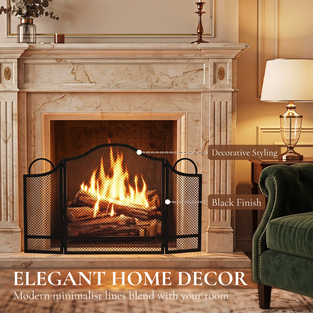 3-Panel Folding Fireplace Screen for Hearth Protection - view 6