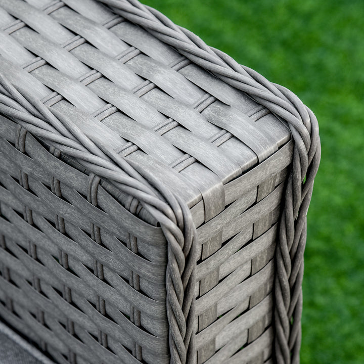5 PCs PE Rattan Wicker Corner Sofa Set Bonzer Outdoor Conservatory Furniture Lawn Patio Tea Table Footstool w/ Cushion - Grey