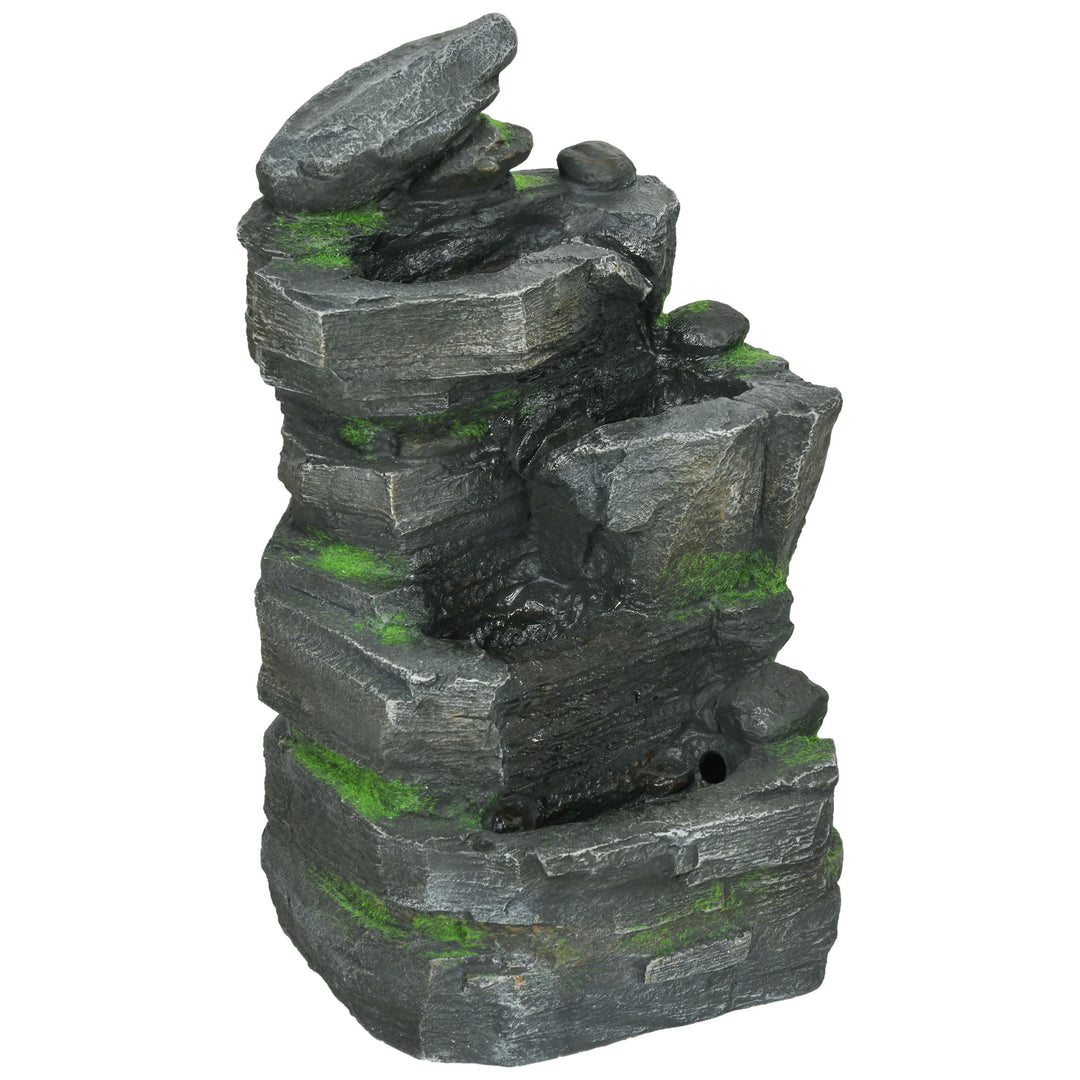 Garden Water Feature with LED Lights - Dark Grey