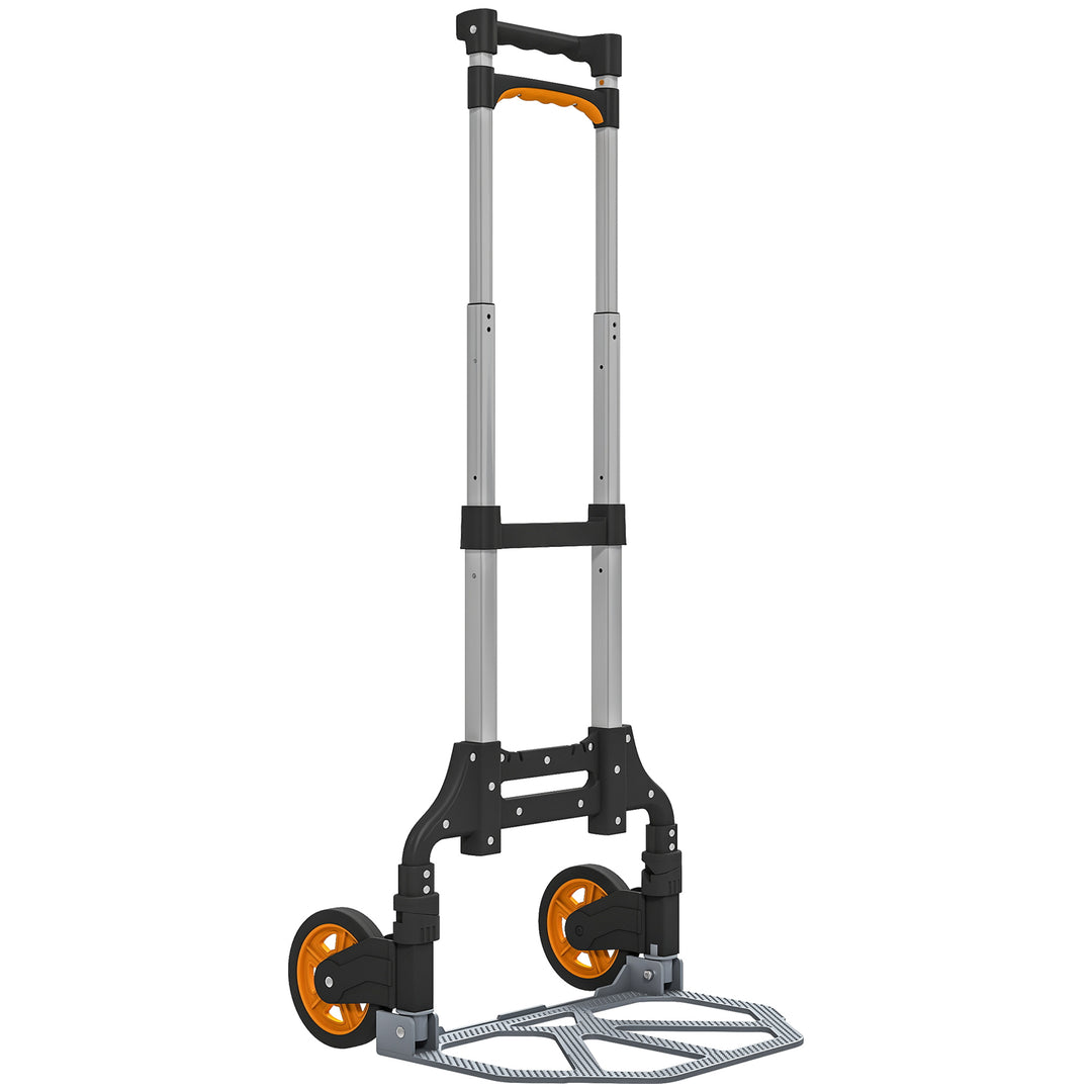 MCL Folding Sack Truck, 70kg Lightweight Hand Truck with Wheels, Foldable Trolley Cart with Telescoping Handle for Warehouse, Office, Luggage, Silver Tone