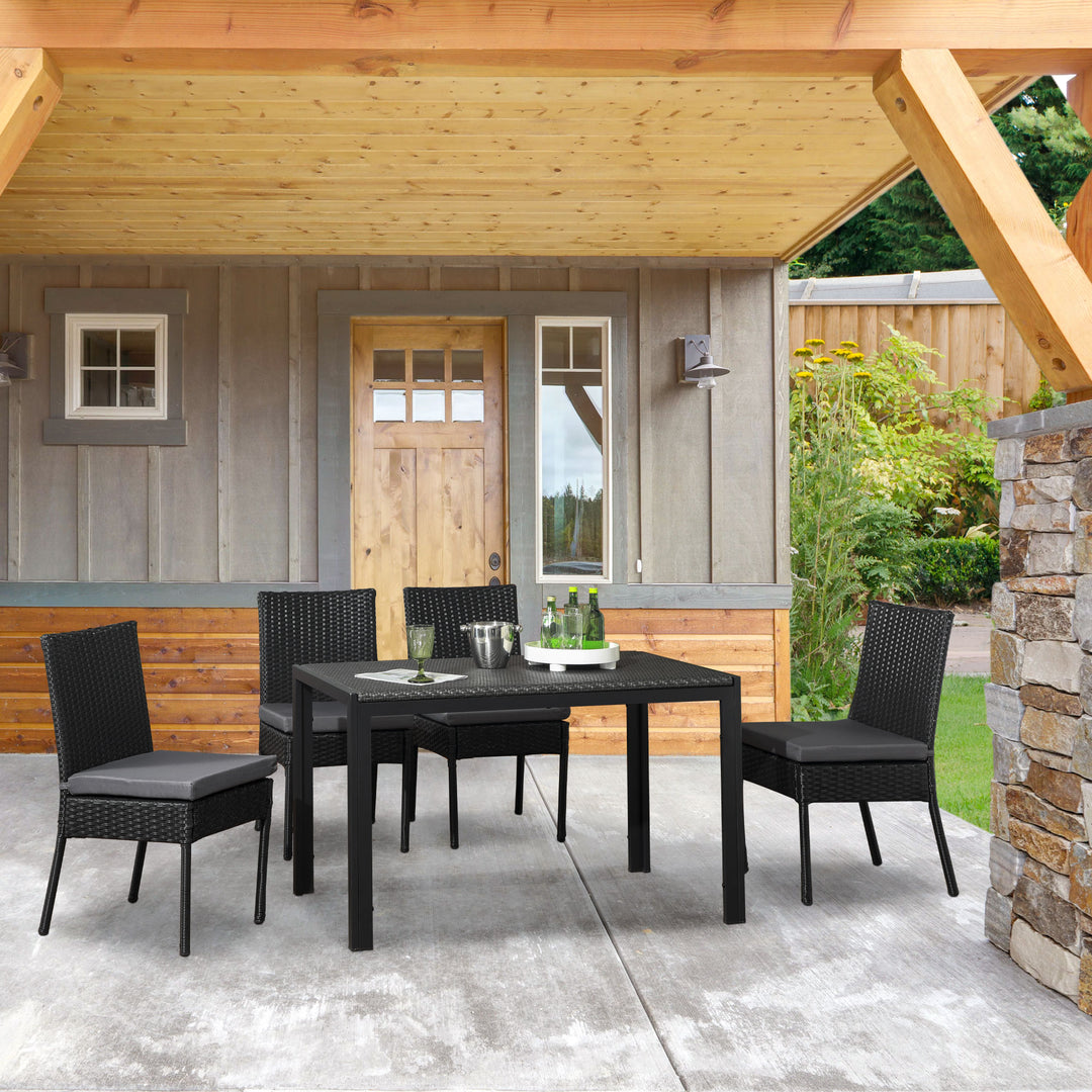 Outsunny Garden Seating: Armless Rattan Quartet, Weather-Resistant, Ebony Elegance | Aosom UK