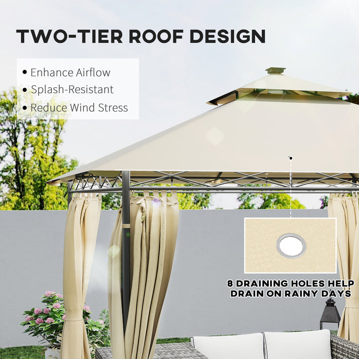 3 x 3 m Solar LED Metal Gazebo - Beige