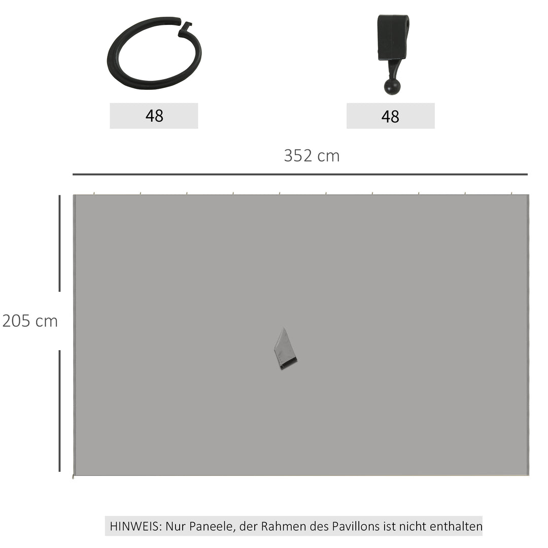 MCL 4 Pack Replacement Gazebo Curtains Privacy Panel for Most 3 x 4m Gazebo Canopy Pavillion Outdoor Shelter Sidewalls Accessories Light Grey