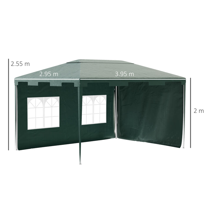 Outsunny 3 x 4 m Garden Gazebo Marquee Party Tent with 2 Sidewalls for Patio Yard Outdoor