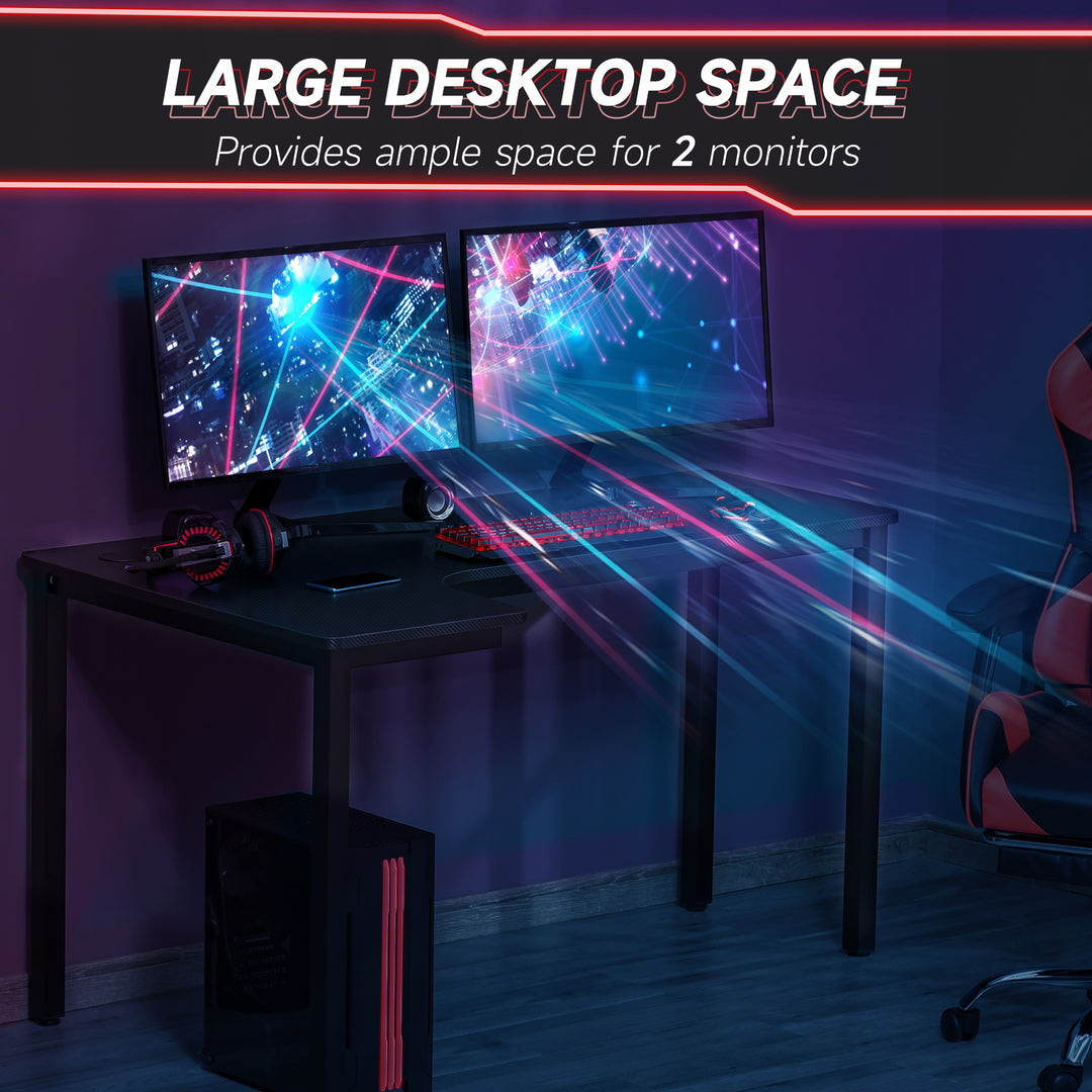 L-Shaped Gaming Desk, Computer Corner Desk, Home Office Workstation with Cable Management, 145 x 81 x 76cm, Black, Left
