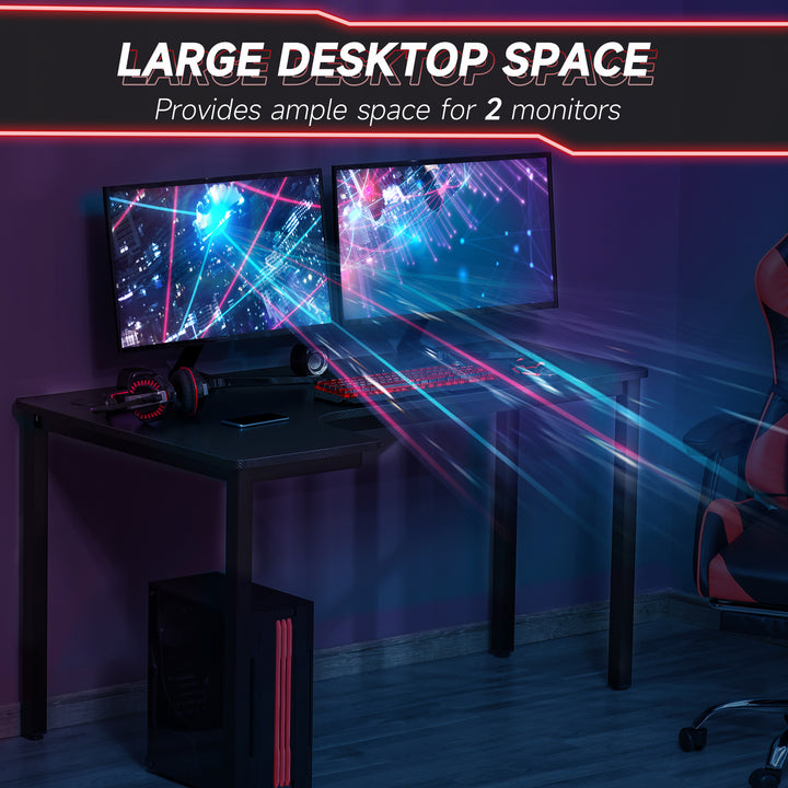 L-Shaped Gaming Desk, Computer Corner Desk, Home Office Workstation with Cable Management, 145 x 81 x 76cm, Black, Left