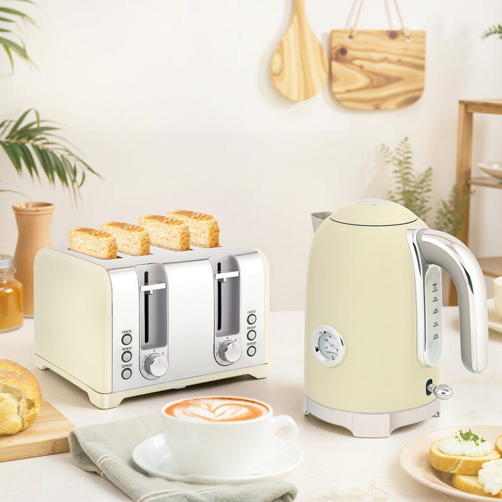 MCL Retro 3000W Kettle and Toaster Set - Cream