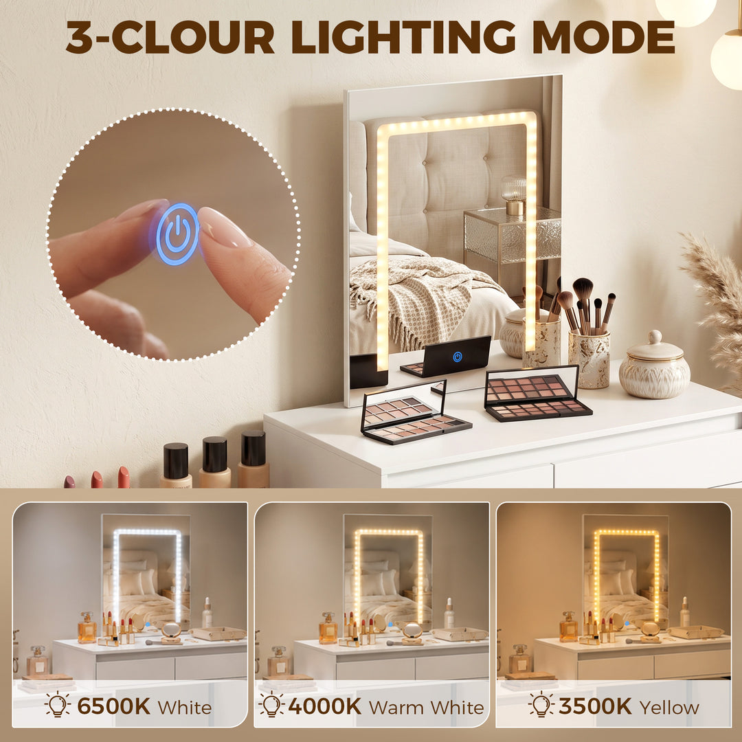 Vanity Makeup Desk LED Mirror Dressing Table Large Storage 5 Drawers - view 4