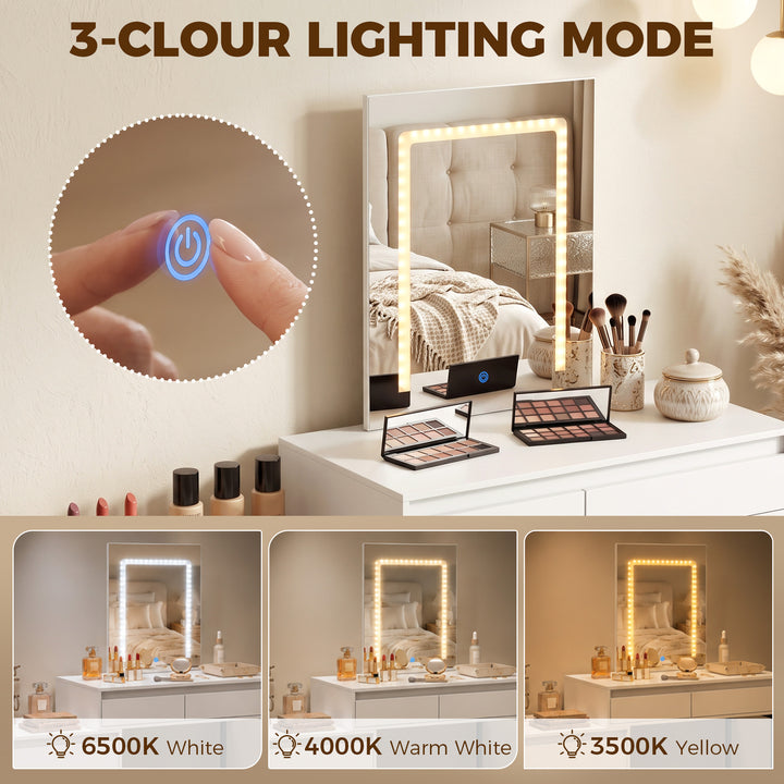 Vanity Makeup Desk LED Mirror Dressing Table Large Storage 5 Drawers - view 4