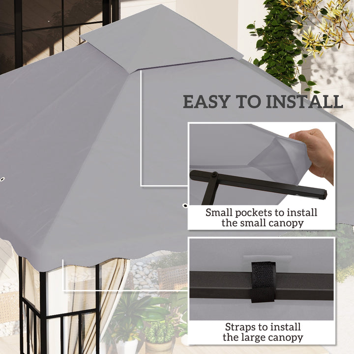 3 x 3 m Gazebo Canopy Replacement Covers, 2 - Tier Gazebo Roof Replacement TOP COVER ONLY, Light Grey