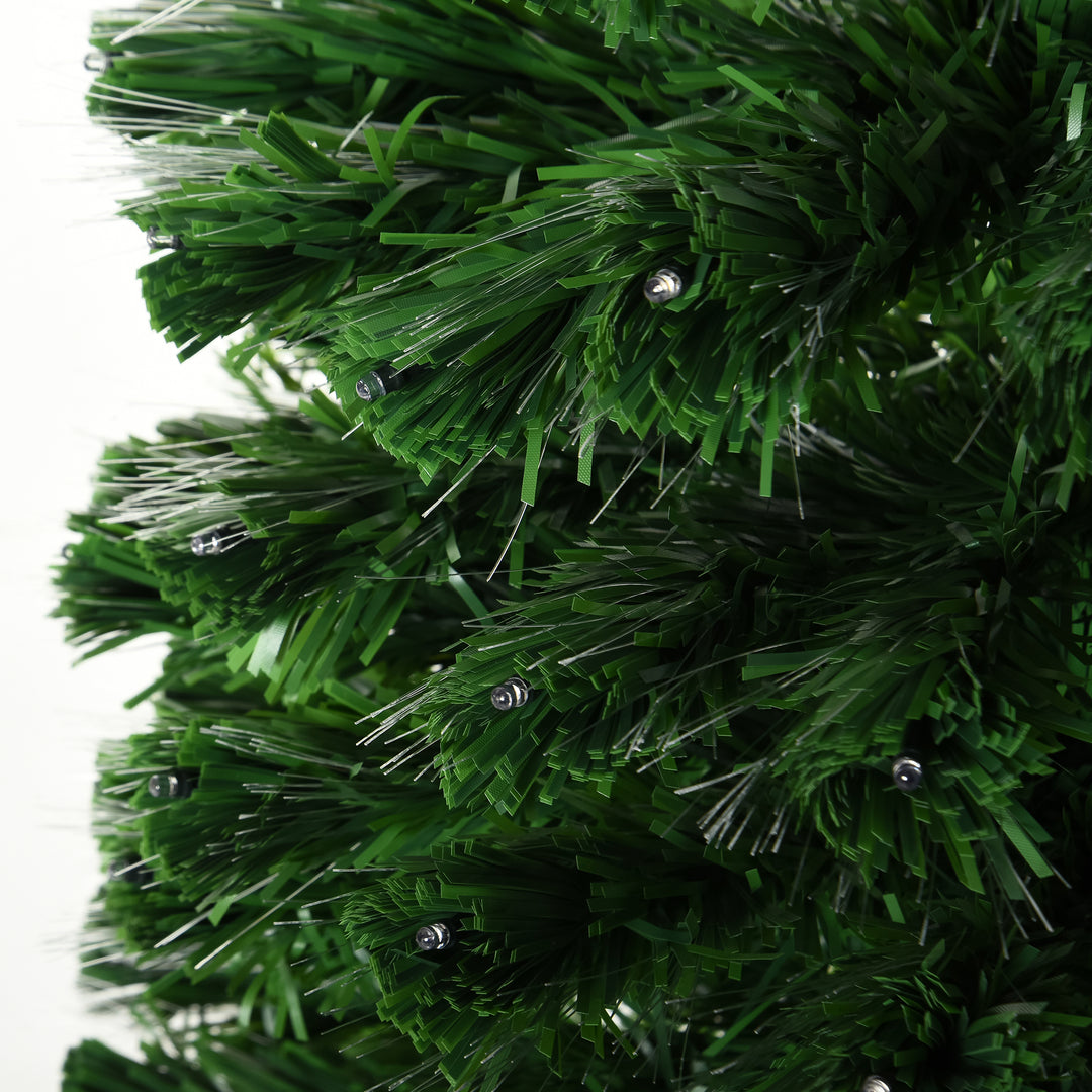 5 Feet Prelit Artificial Christmas Tree with Multi-Coloured Fiber Optic LED Light, Holiday Home Xmas Decoration, Green