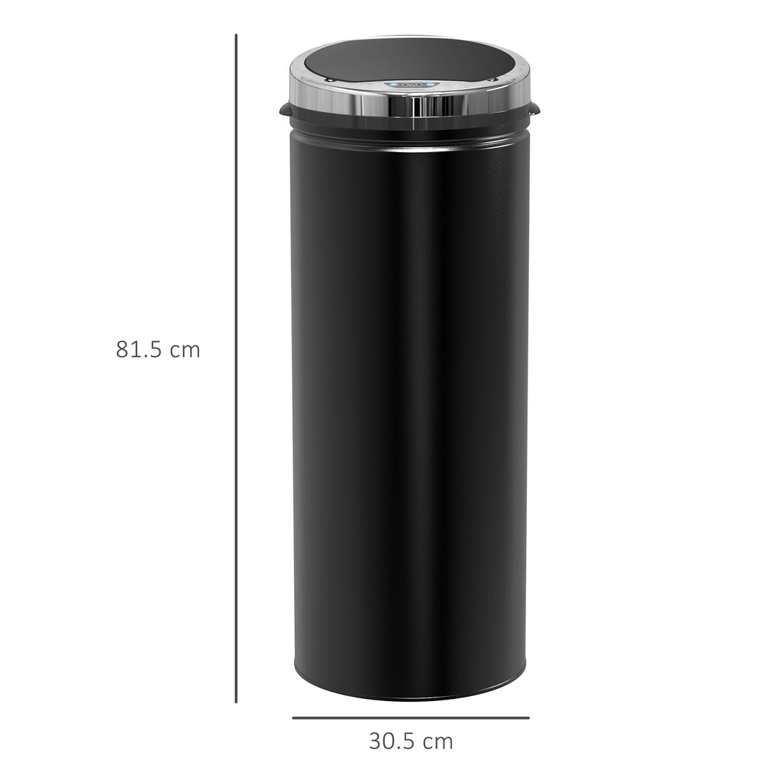 MCL 50L Sensor Bin with Quiet Soft-Close Lid, Automatic Touchless Motion Sensor Rubbish Bin with Fingerprint Resistant, Stainless Steel for Hygienic Kitchen, Home Office Use, Black