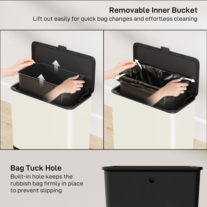 8L Hanging Kitchen Bin, Rubbish bin with Lid and Removable Inner Bucke